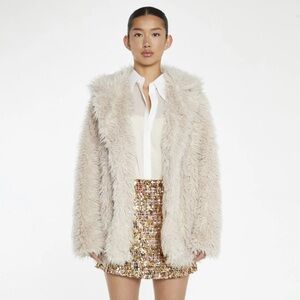NEW Glamorous Faux Fur Jacket in Light Stone